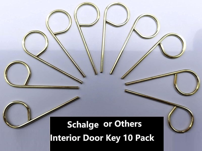 NL Indoor Door Key Emergency Keys, 10 Pack (Round pin, Schlag Compatible, Bright Brass Metal Finish) - Image 3